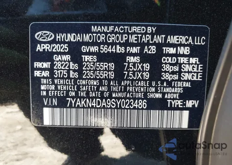 2025 Hyundai Ioniq 5 Sel z USA, uszkodzony, nr VIN 7YAKN4DA9SY023486
